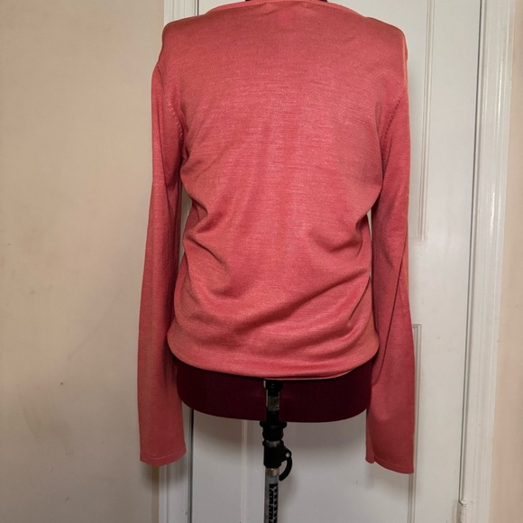 Banana Republic Sweater Womens Size M Pink Silk Blend V-neck Preppy Casual - Picture 9 of 15